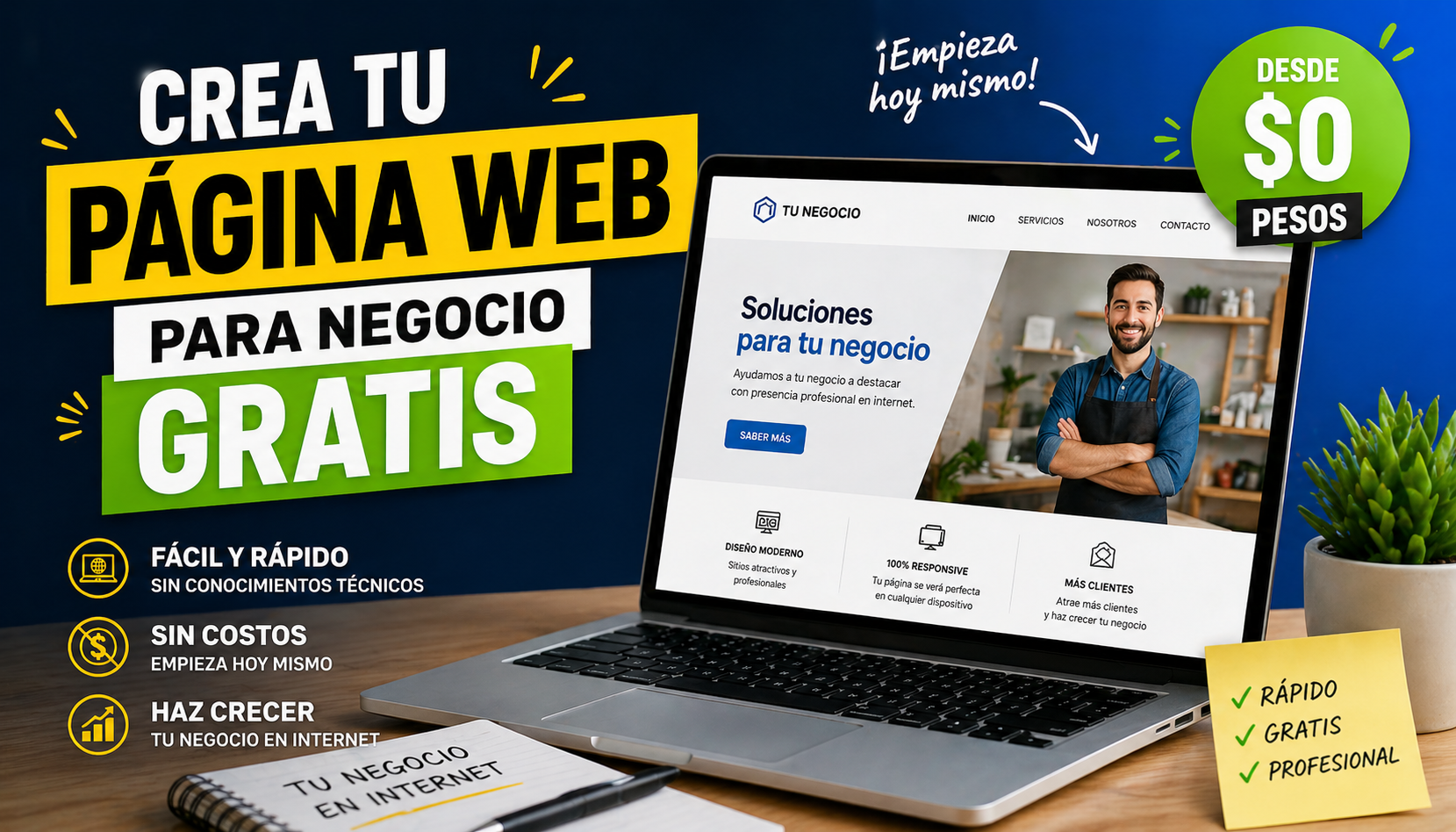 crear página web para negocio gratis