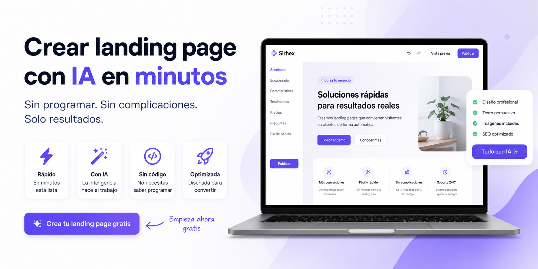 Crear landing page con IA en minutos (sin programar)