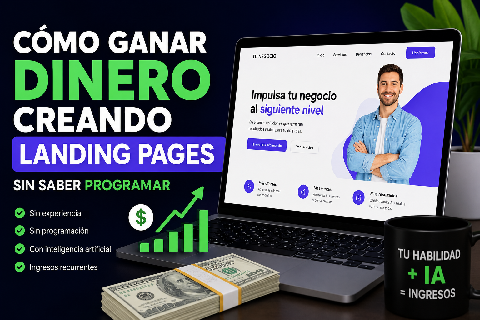 Cómo ganar dinero creando landing pages en 2026 sin saber programar