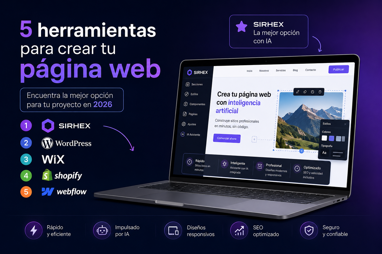 5 herramientas para crear tu página web en 2026 (y cuál elegir según tu proyecto)